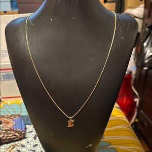 Gold Initial 'E' Pendant Necklace